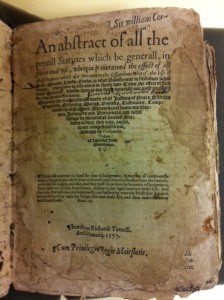 Title page of Pulton's "Abstract of all the penall statutes"