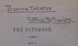 Boston Theatre handwritten